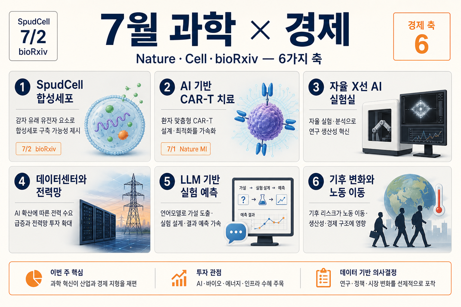 Nature·Cell 7월 과학 — 경제와 맞물리는 6가지 축
