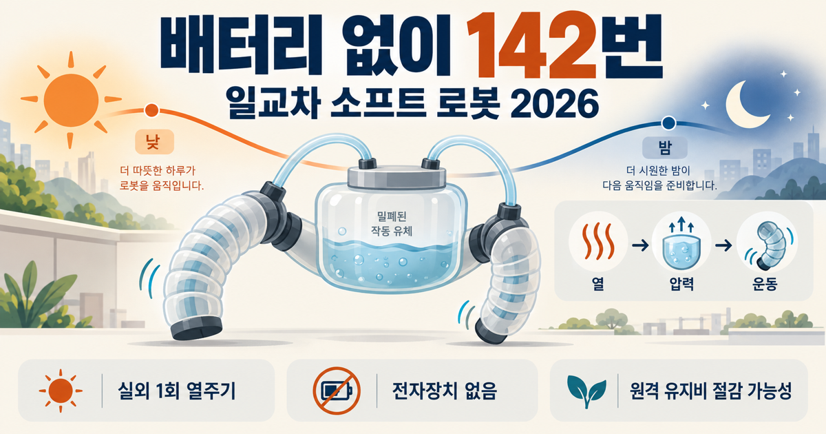 일교차 소프트 로봇이 배터리 없이 142번 작동한 열공압 기술