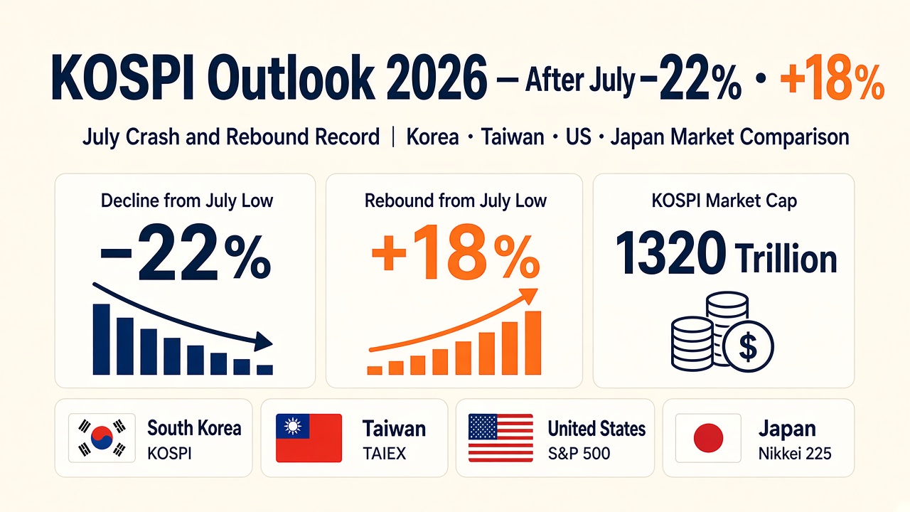 KOSPI Outlook 2026 — After July −22%, Reading Korea With US, Taiwan, Japan