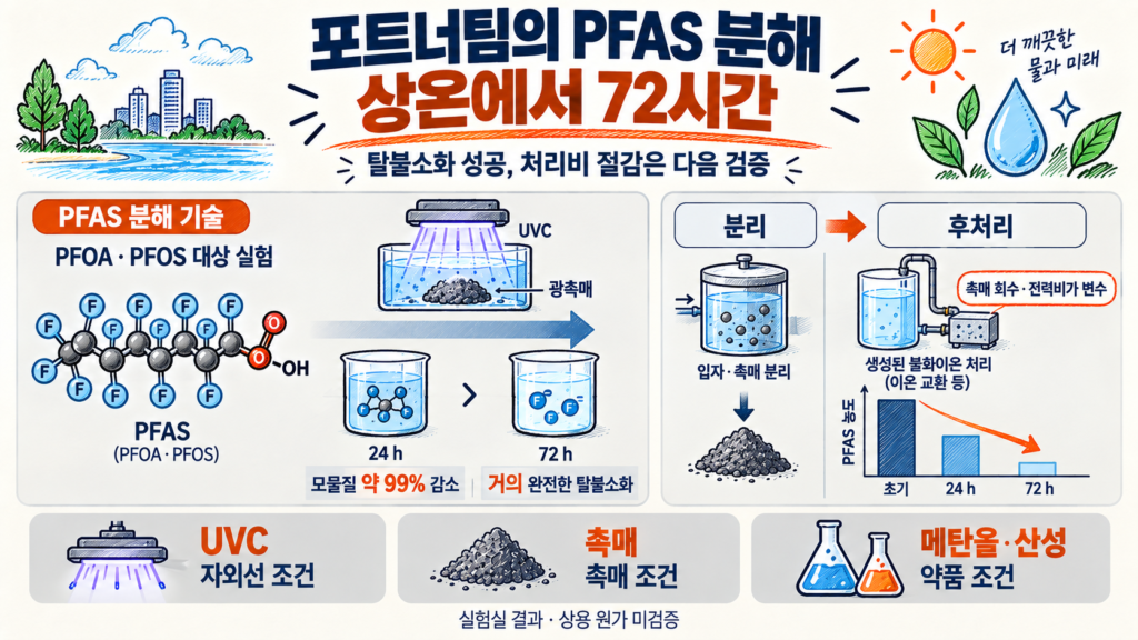 PFAS 분해 기술: 포트너팀의 상온 72시간 실험과 폐수 후처리 비용 조건