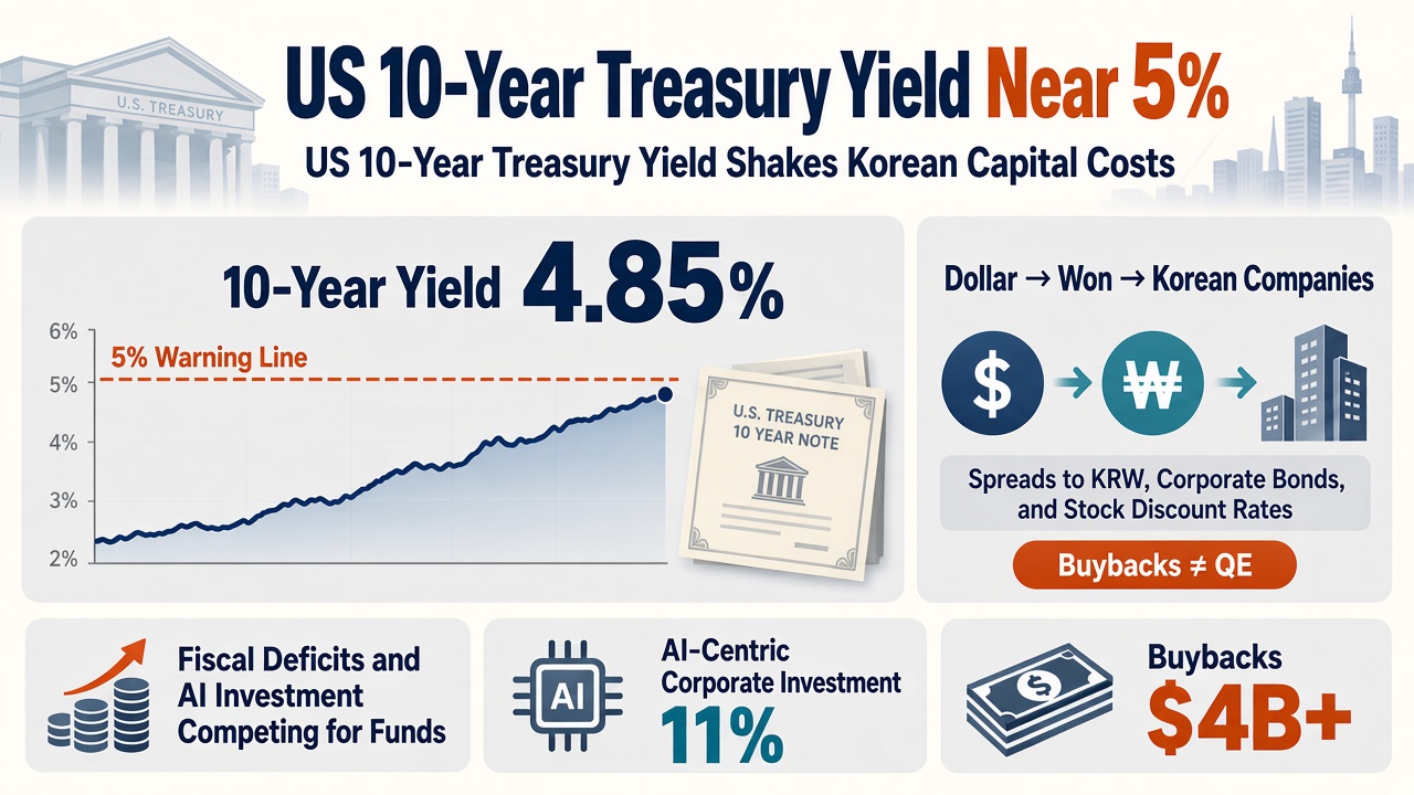 US 10-Year Treasury Yield Near 5% — The Shock Reaching Korean Earnings and Stocks
