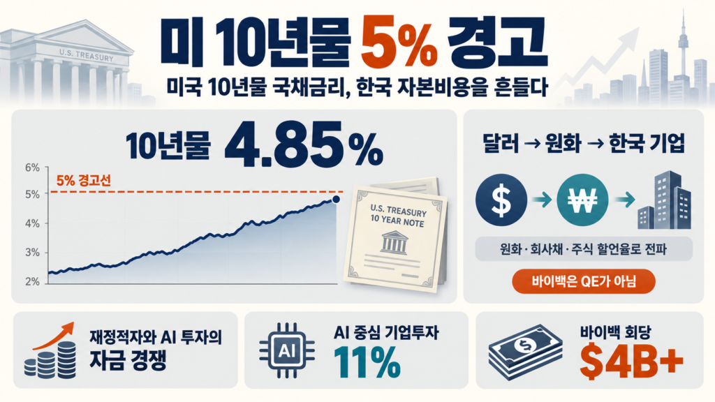 미국 10년물 국채금리 5%와 한국 기업 자본비용 영향