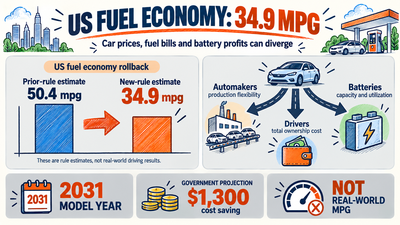 US Fuel Economy Rollback — Why 34.9 MPG Splits Auto and Battery Profits