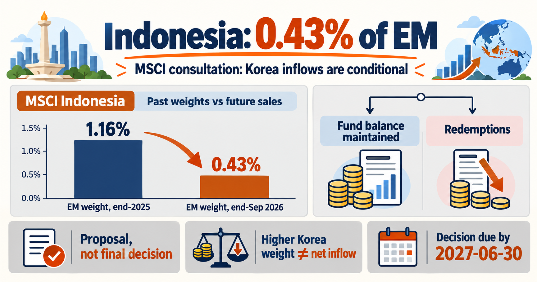 MSCI Indonesia Downgrade Consultation: Is a 0.43% EM Weight Good News for Korea?