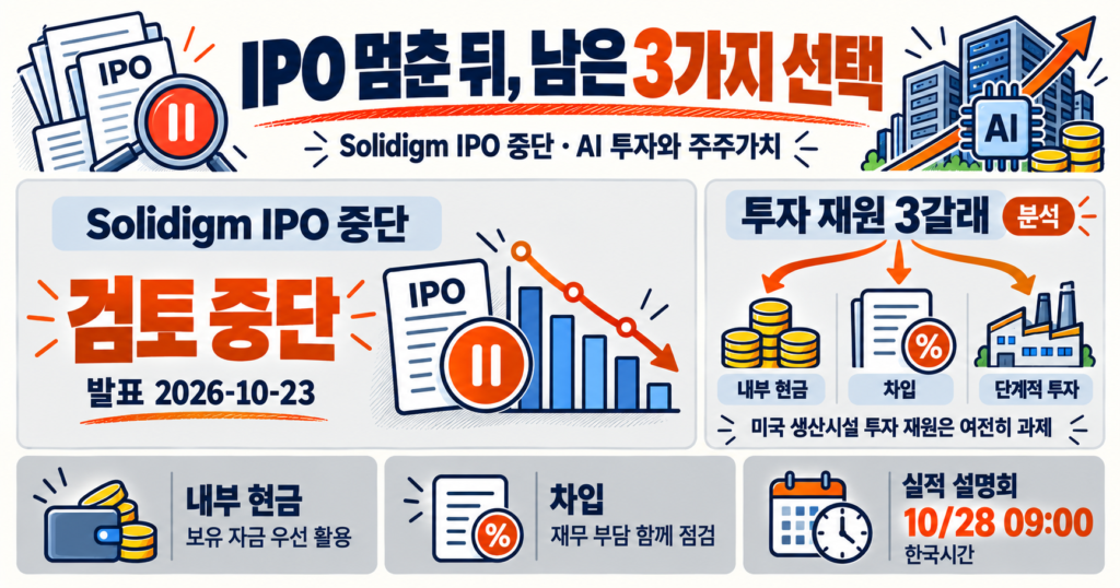 Solidigm IPO 중단 이후 AI 투자 재원과 주주가치 선택