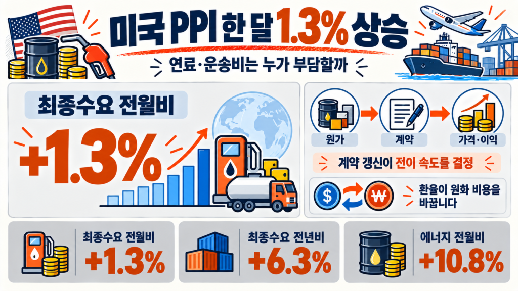 미국 PPI 1.3% 상승과 한국 기업 원가 전이 경로
