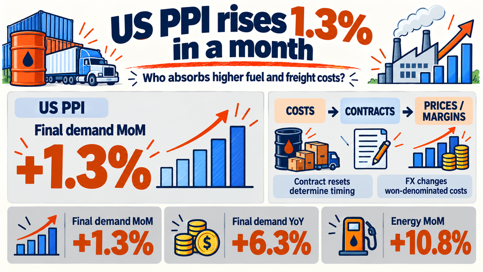 US PPI Jumps 1.3%: Can Korean Firms Pass Higher Costs to Customers?