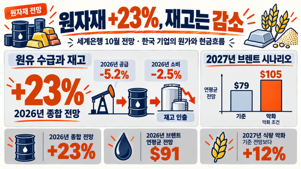 원자재 전망: 2027년 브렌트 기준 79달러와 악화 시나리오 105달러