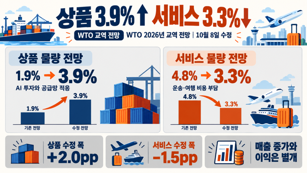 WTO 교역 전망: 2026년 상품 3.9%, 서비스 3.3%의 업종별 영향